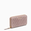 Miu Miu Metallic Logo Zip-around Wallet In Pink