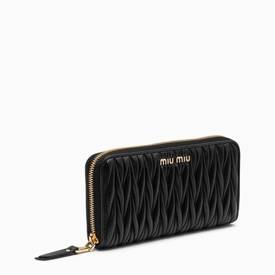 Miu Miu Black Nappa Zip Around Wallet