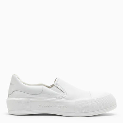 Alexander Mcqueen 'deck Plimsoll' Slip-on Leather Sneakers In White