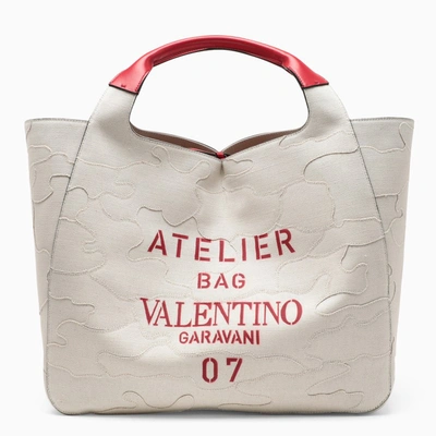Valentino Garavani 07 Camouflage Edition Atelier Tote Bag In Beige