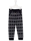 CHLOÉ NAVY BLUE KIDS JOGGERS WITH ALL-OVER MONOGRAM,C14682 859