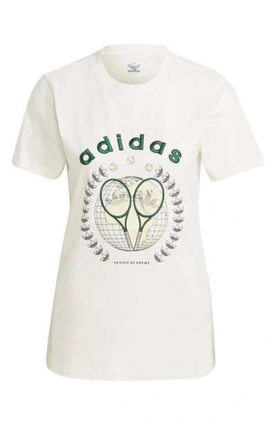 Adidas Originals 'tennis Luxe' Logo T-shirt In Off White