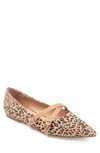 Journee Collection Womens Patricia Slip On Pointed Toe Ballet Flats In Leopard