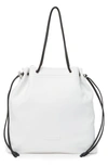 Longchamp Leather Drawstring Tote Bag In White