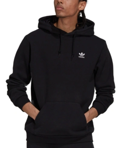 Adidas Originals Essential Logo-embroidered Loopback Cotton-jersey Hoodie In Black