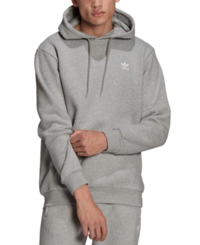 Adidas Originals Adidas Men's Originals Loungewear Trefoil Essentials Hoodie In Medium Grey Heather/white