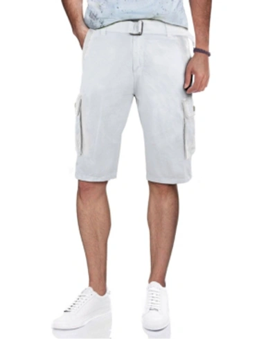 X-ray Men's Belted Twill Piping Cargo Shorts In White