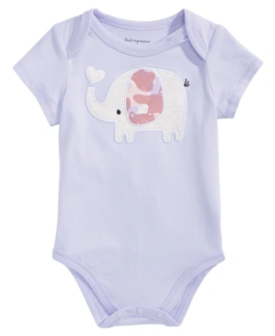 First Impressions Baby Girls Elephant Bodysuit, Created For Macy's In Pale Lavender