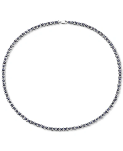 Effy Collection Effy Sapphire (9-7/8 Ct. T.w.) & Diamond (7/8 Ct. T.w.) All-around 18" Statement Necklace In Sterlin