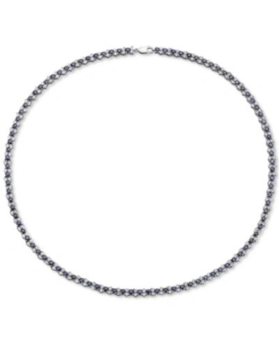 Effy Collection Effy Sapphire (9-7/8 Ct. T.w.) & Diamond (7/8 Ct. T.w.) All-around 18" Statement Necklace In Sterlin In Blue
