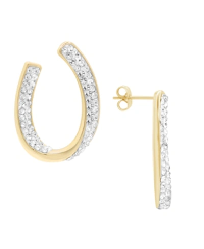 Essentials Crystal Curved Post Earring, Gold Plate And Silver Plate In Gold-tone