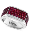 Effy Collection Effy Men's Ruby (2-1/2 Ct. T.w.) & Diamond (1/10 Ct. T.w.) Ring In Sterling Silver In Silver