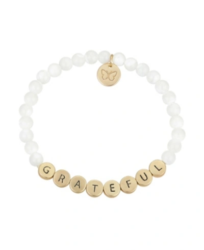 Unwritten Gold Flash Plated "grateful" Genuine Stone Stretch Bracelet