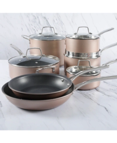 Martha Stewart Collection 12 Piece Hard-anodized Aluminum Cookware Set In Gold