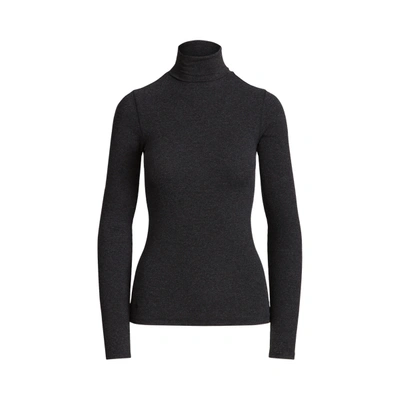 Polo Ralph Lauren Stretch Ribbed Turtleneck In Onyx Heather