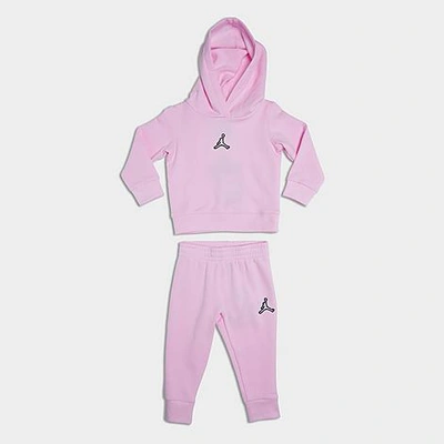 Nike Kids' Jordan Girls' Infant Jumpman Essentials Fleece Hoodie And Jogger Pants Set In Pink Foam