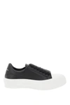 Alexander Mcqueen Leather Exaggerated-sole Sneakers In Black,white