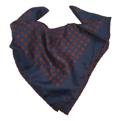 Pre-owned Hardy Amies Silk Scarf & Pocket Square In Navy
