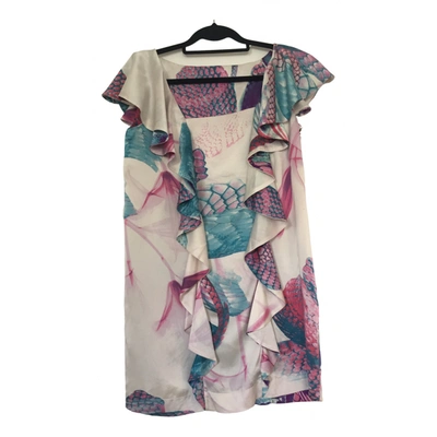 Pre-owned Just Cavalli Silk Mid-length Dress In White