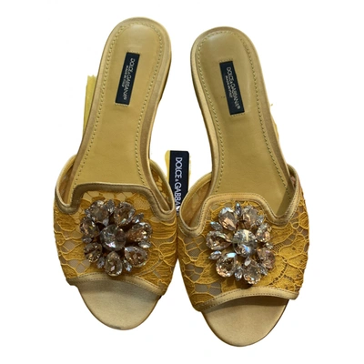 Pre-owned Dolce & Gabbana Cloth Mules In Yellow