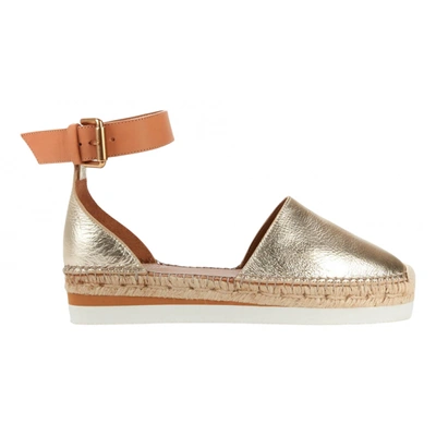 Pre-owned See By Chloé Leather Espadrilles In Gold