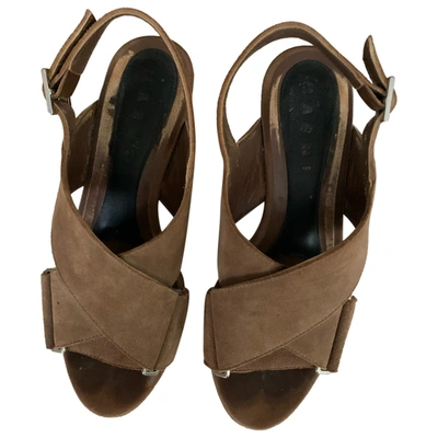 Pre-owned Marni Sandals In Khaki