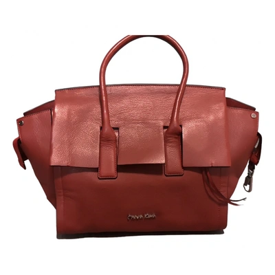 Pre-owned Calvin Klein Leather Handbag In Brown