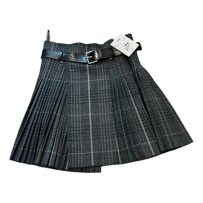 Pre-owned Dior Linen Mini Skirt In Anthracite