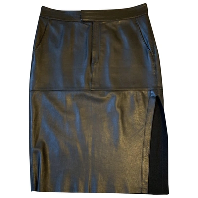 Pre-owned Helmut Lang Leather Mid-length Skirt In Black