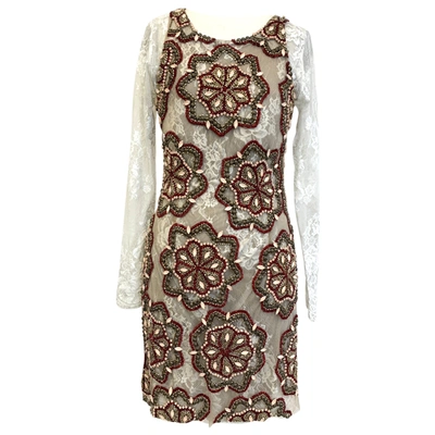 Pre-owned Patbo Silk Mini Dress In Ecru