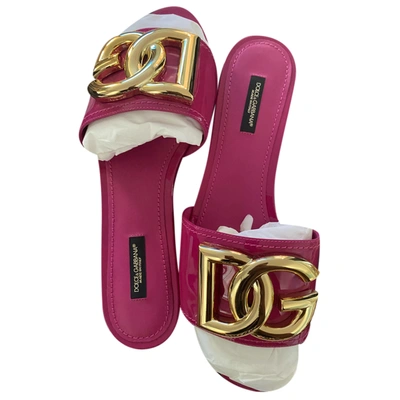 Pre-owned Dolce & Gabbana Patent Leather Mules In Pink