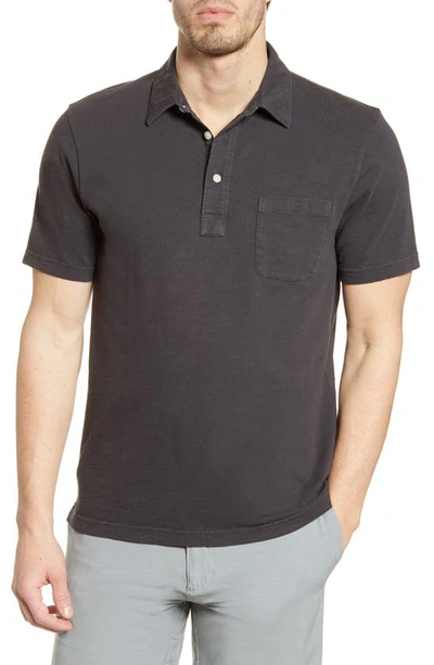 Faherty Sunwashed Organic Cotton Polo In Washed Black