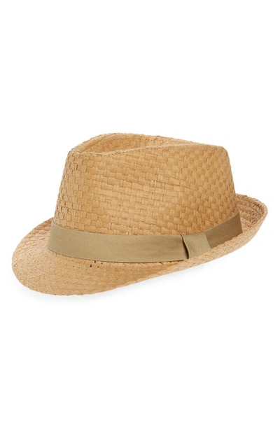 Nordstrom Basket Weave Fedora In Natural Combo