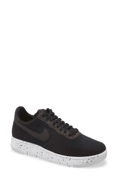 Nike Black Air Force 1 Crater Flyknit Trainers In Black/ Black
