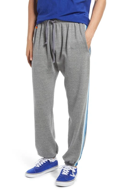 Aviator Nation 5-stripe Slim Fit Sweatpants In Charcoal/ Blue Stripes