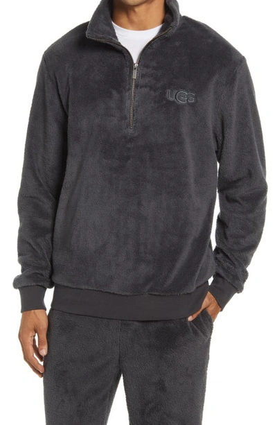 Ugg Men's Zeke Sherpa Fleece Quarter-zip Pullover Sweatshirt In Ink Black