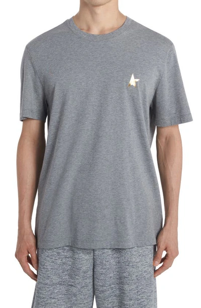 Golden Goose Melange Grey Star Collection T-shirt With Gold Star On The Front In Grey