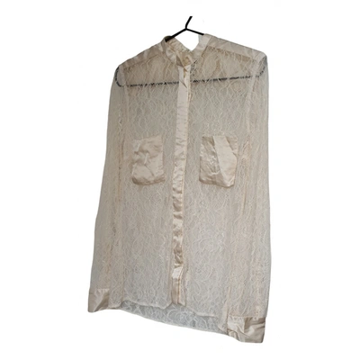 Pre-owned By Malene Birger Silk Shirt In Ecru