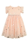 Popatu Foil Star Fit & Flare Tulle Dress In Peach