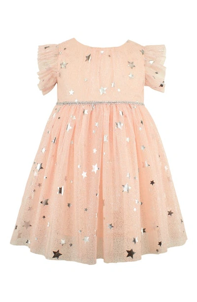 Popatu Kids'  Foil Star Fit & Flare Tulle Dress In Peach