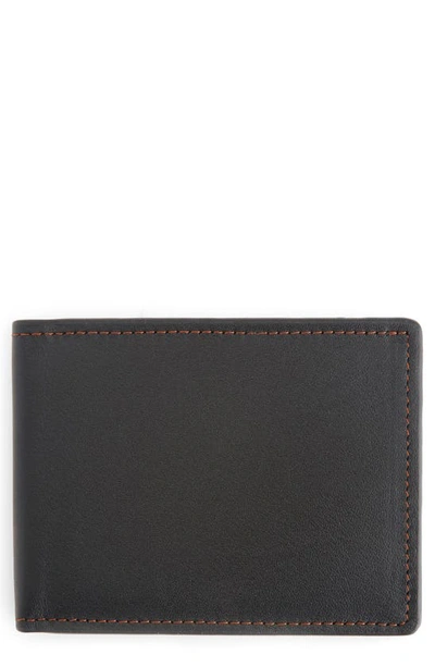 Royce New York Rfid-blocking Slim Bi-fold Leather Wallet In Black Red
