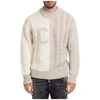 Gcds Man Bicolor Sweater With Inlaid Logo And Braid Processing In Beige