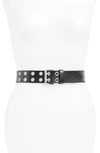 Allsaints Double Prong Belt In Black/silver