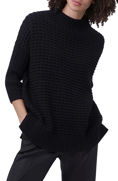 French Connection Mozart Popcorn Cotton Sweater In Black