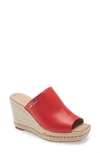 Karl Lagerfeld Espadrille Wedge Sandal In Tomato Leather