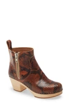 Swedish Hasbeens Zip It Emy Clog Bootie In Snake Print Leather