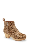 Swedish Hasbeens Zip It Emy Clog Bootie In Leopard Print - Calf Hair