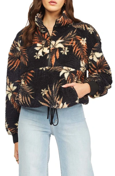 Billabong Time Off Faux Fur Half Zip Pullover In Bml-black Multi