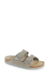 Birkenstock Arizona Soft Footbed Sandal In Stone Coin Suede Leather In Stone Coin