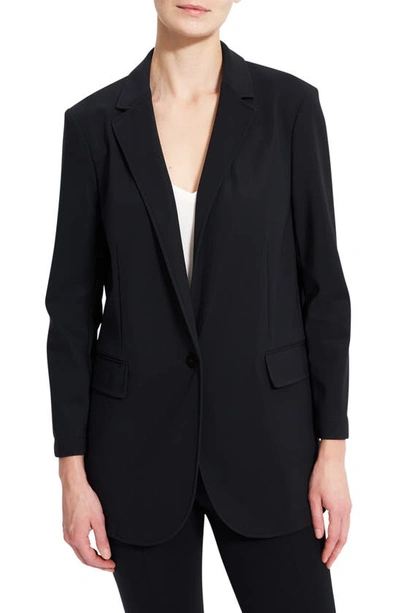 Theory Precision Ponte Boyfriend Blazer In Black